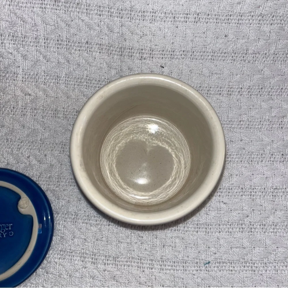 Longaberger Salt Crock Pottery Woven Traditions With Lid / Coaster.